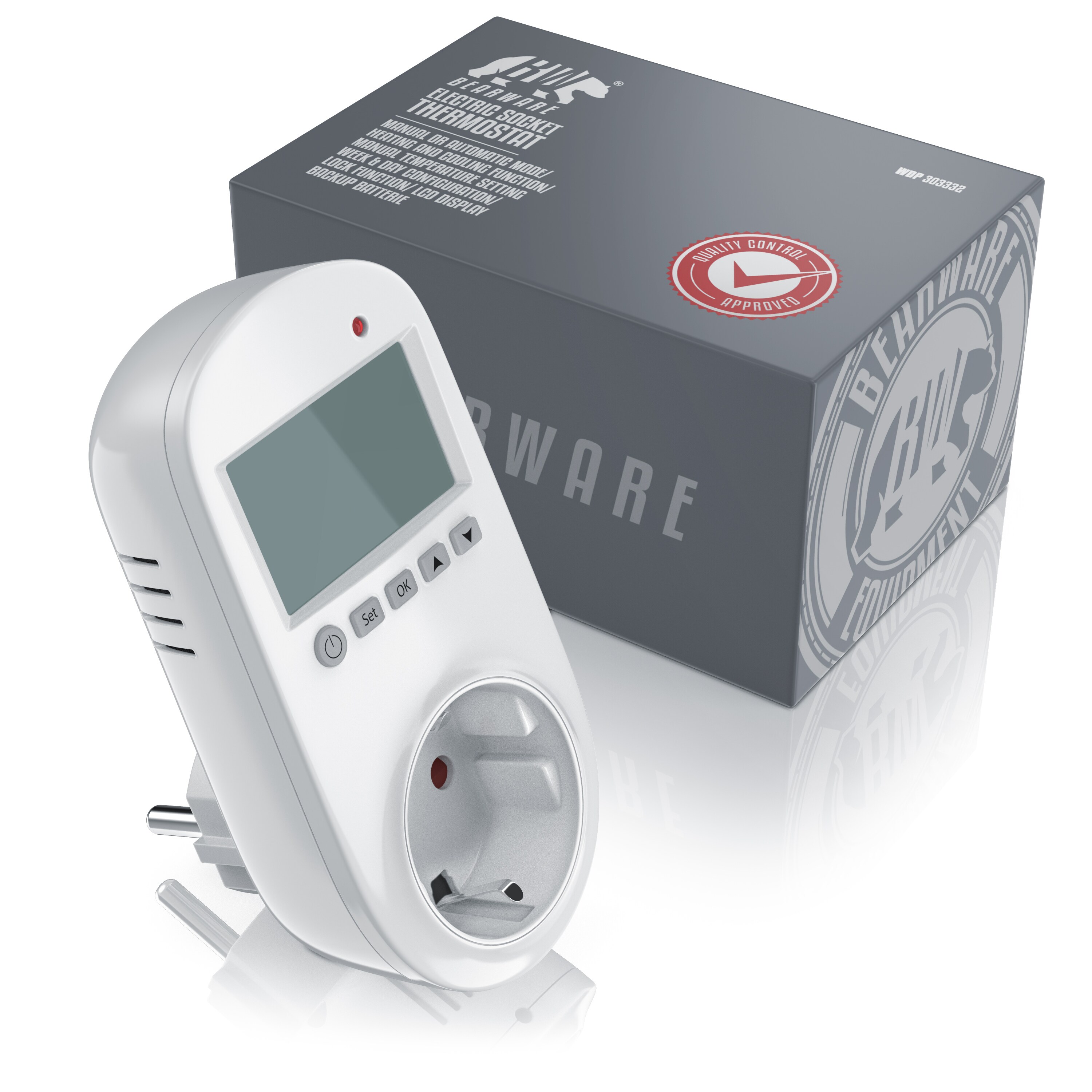 BEARWARE 3x Steckdosen Thermostat für Heiz & Klimageräte Individuell programmierbar / LCD-Display