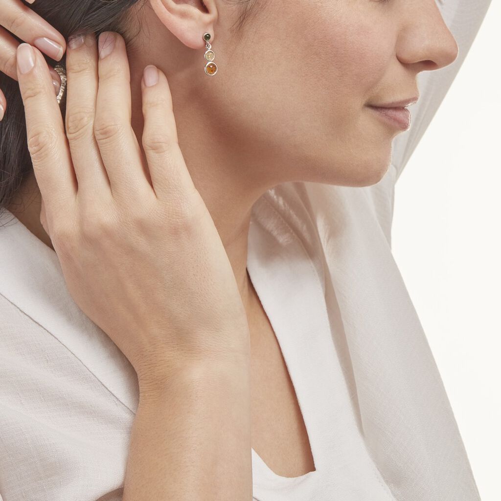 Boucles D'oreilles Argent Blanc Rosalie Ambres