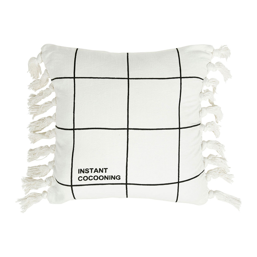 Coussin blanc à carreaux 40x40cm