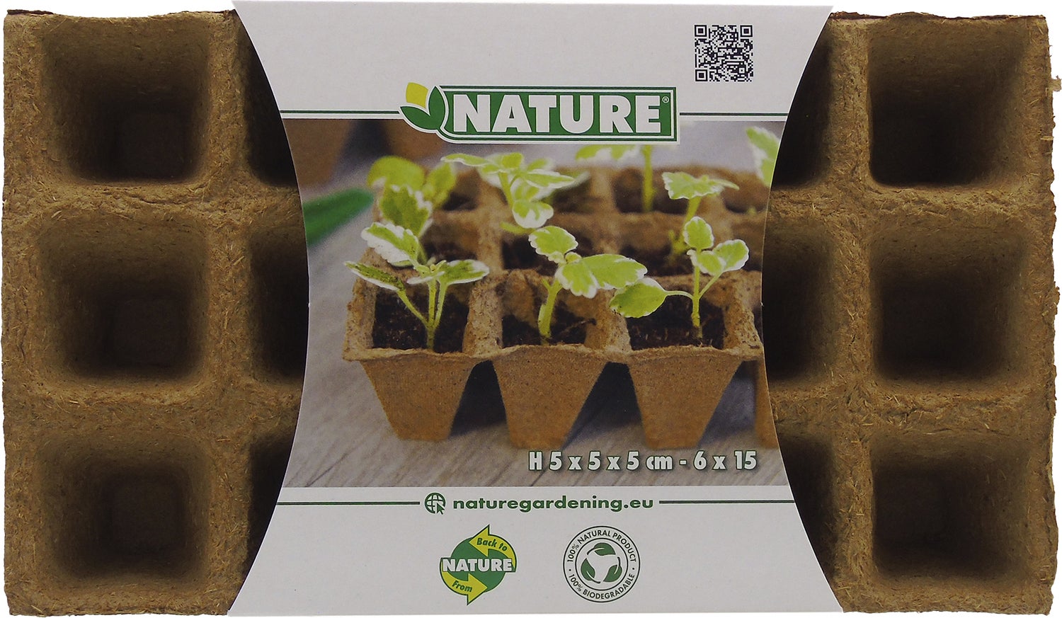 Nature kweekpottrays 15 vaks 5 x 5 x 5 cm 6 stuks