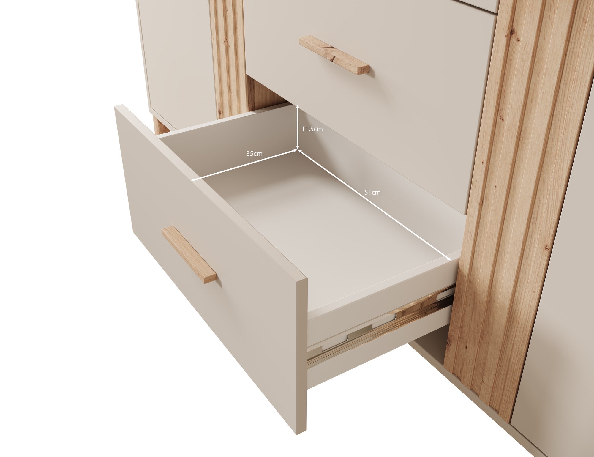 Meubella - Dressoir Bahia - Beige - 163 cm