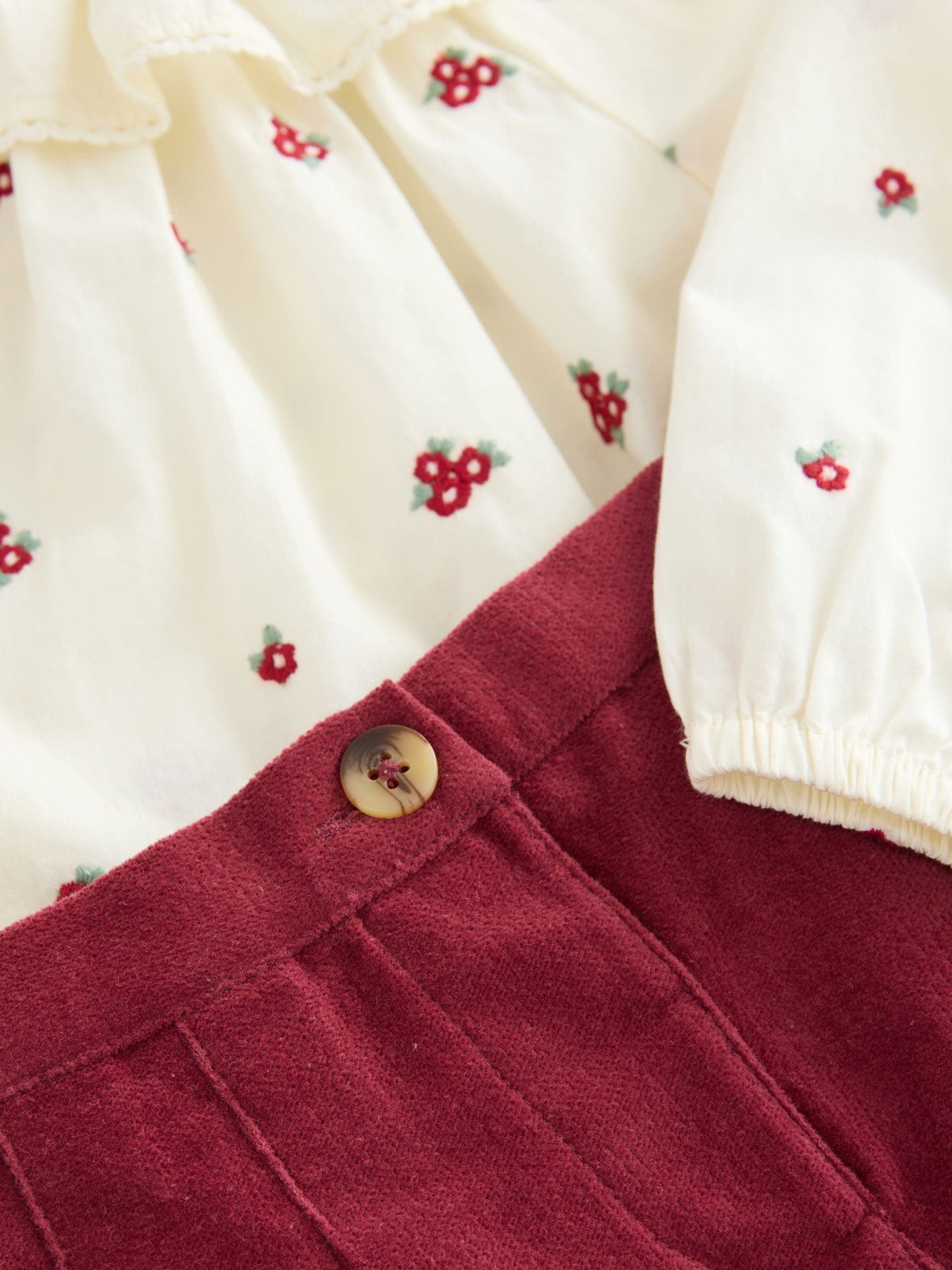 Rood - Skort Embellished Blouse and Tights Set (3mths-7yrs)