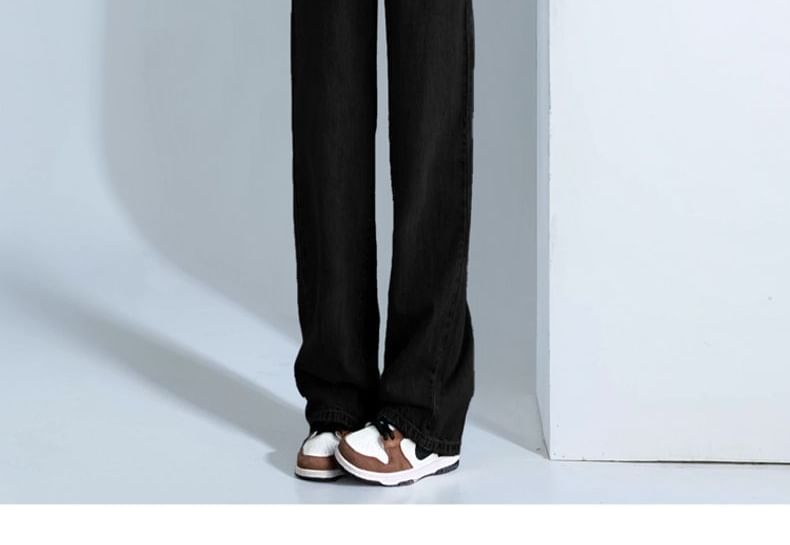 Denimot - Hoge taille fleece gevoerde gewassen rechte jeans (verschillende designs)