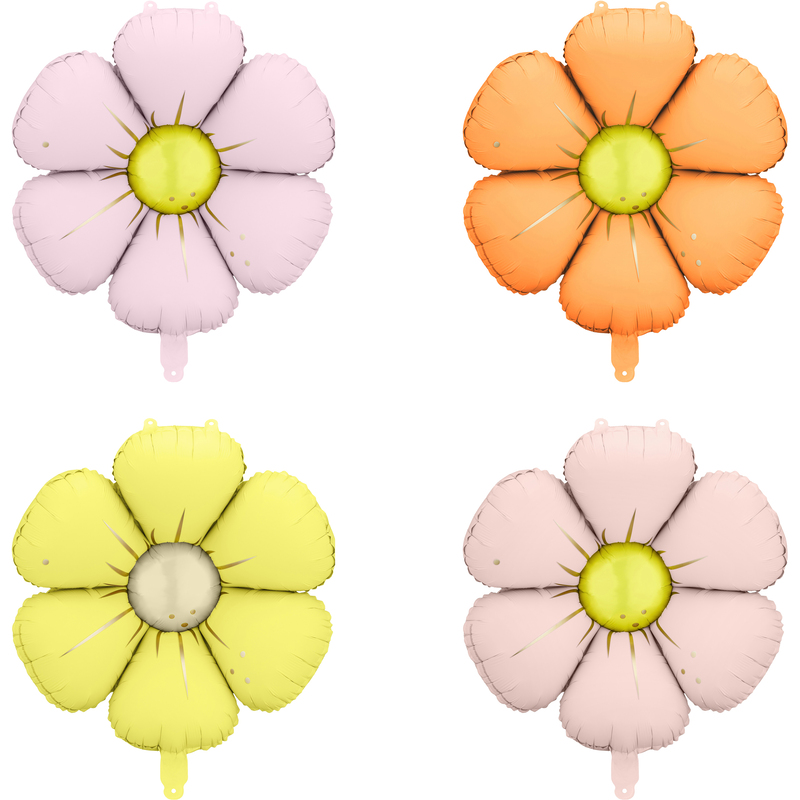 Partydeco Folienballons Gänseblümchen, 4 Stück, assortiert