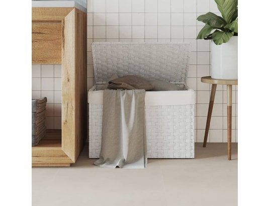 VIDAXL - Panier à linge avec couvercle blanc 55,5x35x34cm résine tres...