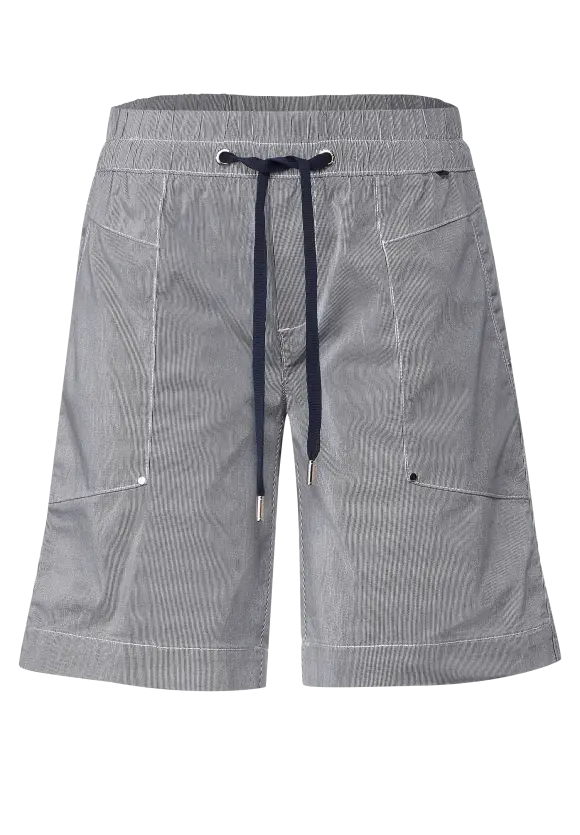 Gestreifte Loose Fit Bermuda - deep blue