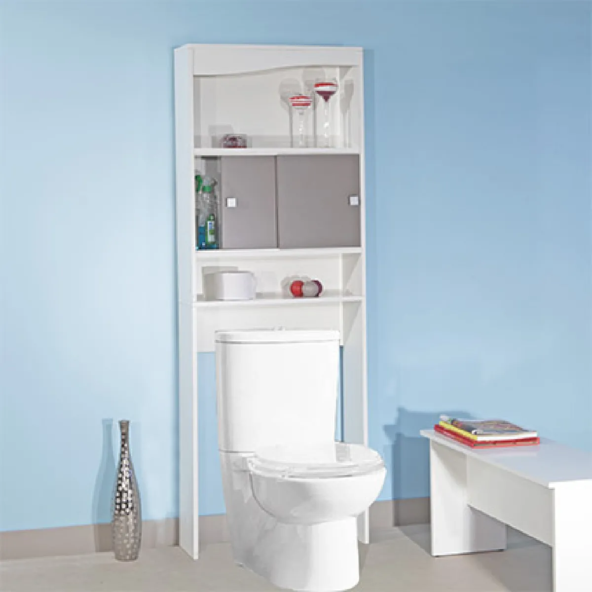 Mes Meuble WC ou machine à laver - Blanc taupe