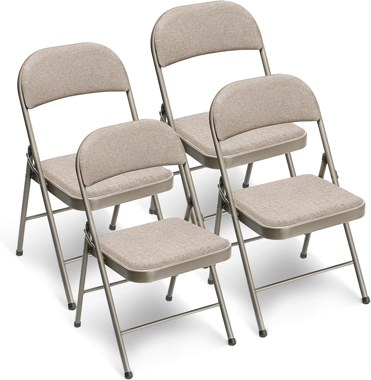 Gartenstühle Stapelbar 4er set Balkonstuhl Campingstuhl Klappbar Stapelstuhl Klappstuhl Outdoor Stühle für Gärten Innenhöfe Balkon Restaurants, Metall Gartenstuhl bis 150 kg Belastbar mit Stoff-Kissen