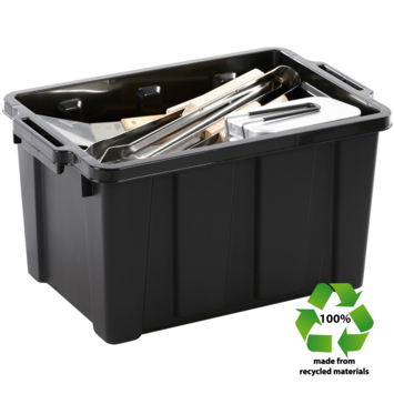 IRIS Powerbox Robuust Opbergbox - 21L - Kunststof - Zwart - Set van 3