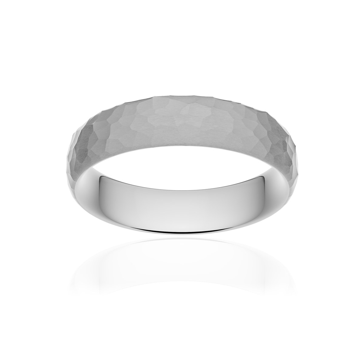 Alliance platine 950 martelé ruban confort 5,5 mm