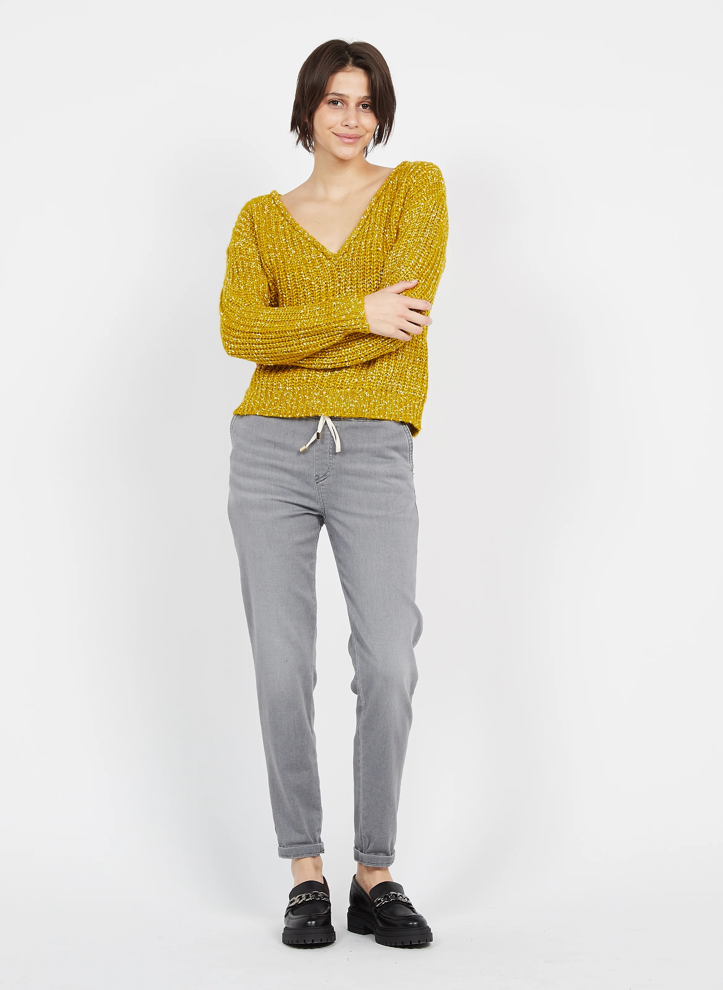 Pull col v ample | Jaune