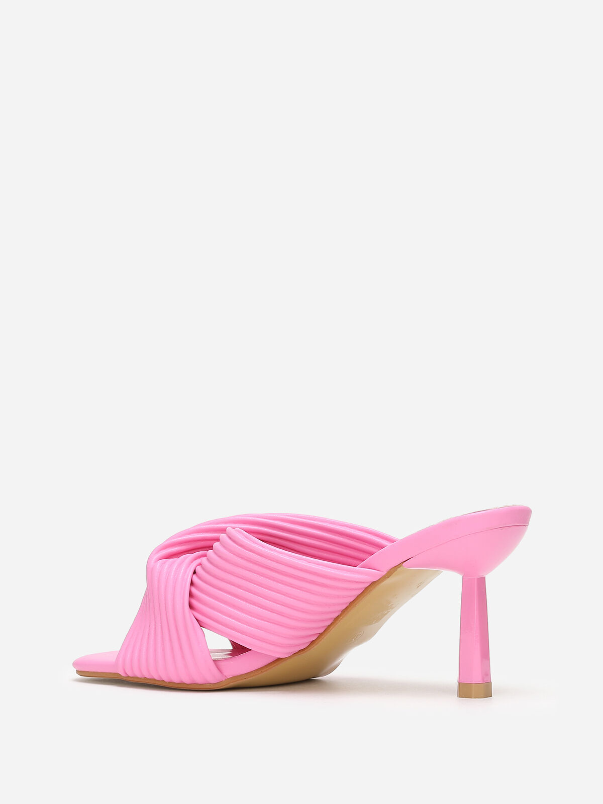 Mules à brides croisées et matelassées- Fuchsia