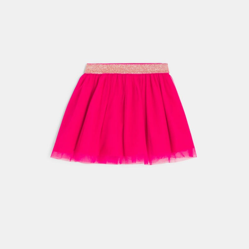Jupe en tulle plissé ceinture irisée rose bébé fille Rose