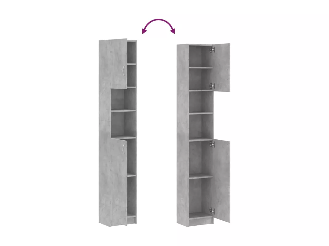 Armoire salle de bain Gris béton 32x25,5x190 cm Bois ingénierie