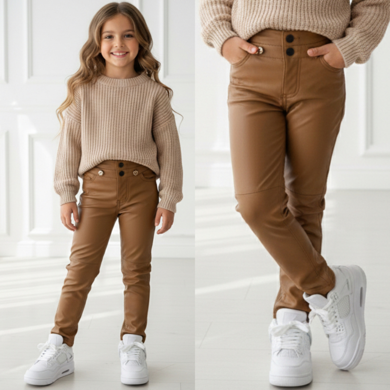 Shine Rebel Coated Pants - Camel