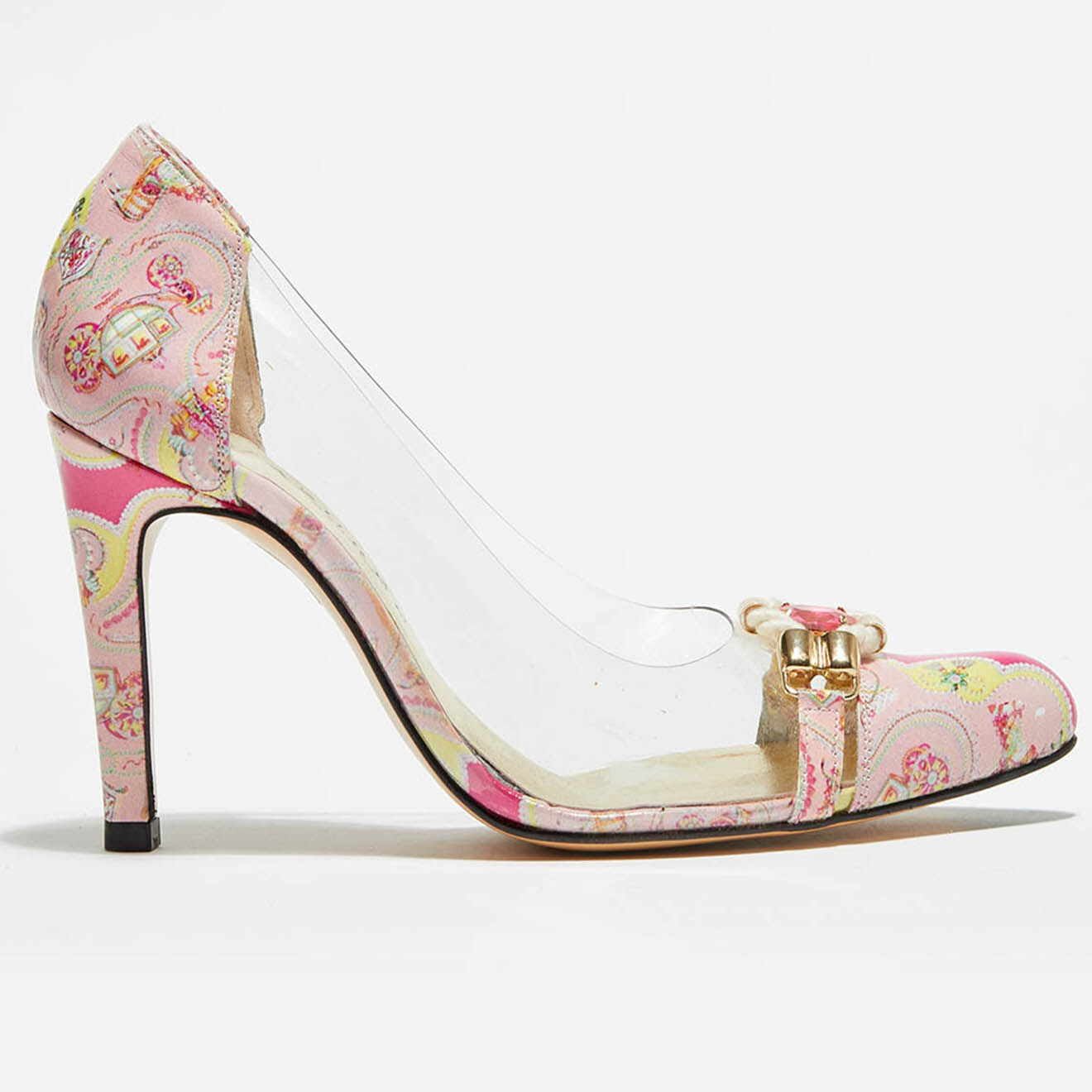 Azurée Cannes Escarpins en Cuir & Plexi Limoda roses - Talon 9.5 cm