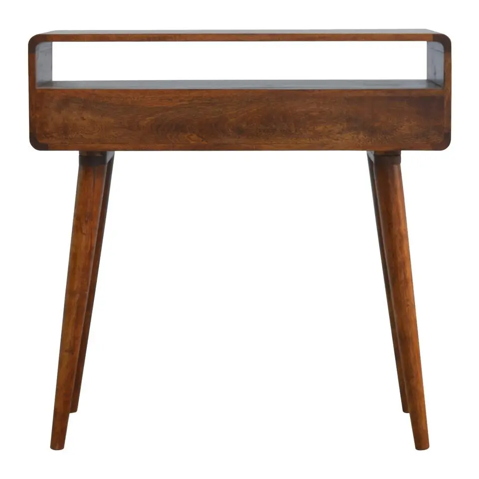 Gebogen Kastanje Sidetable met Open Sleuf