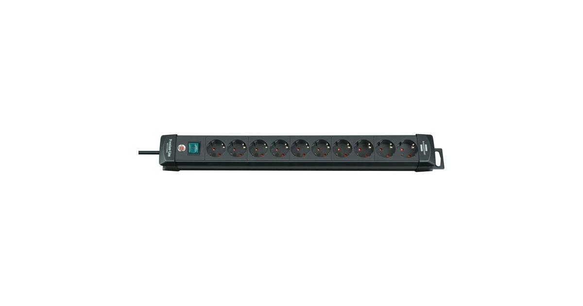 BrennenstuhlPremium-Line stekkerdoos10-voudig met schakelaar stekkerdoos  (Zwart, 3 meter kabel)