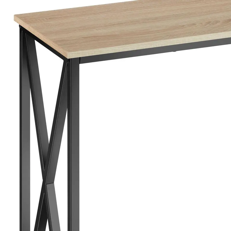 tectake Consoletafel Tacoma 100x35x80,5cm, Industrieel Licht Hout, Eiken Sonoma