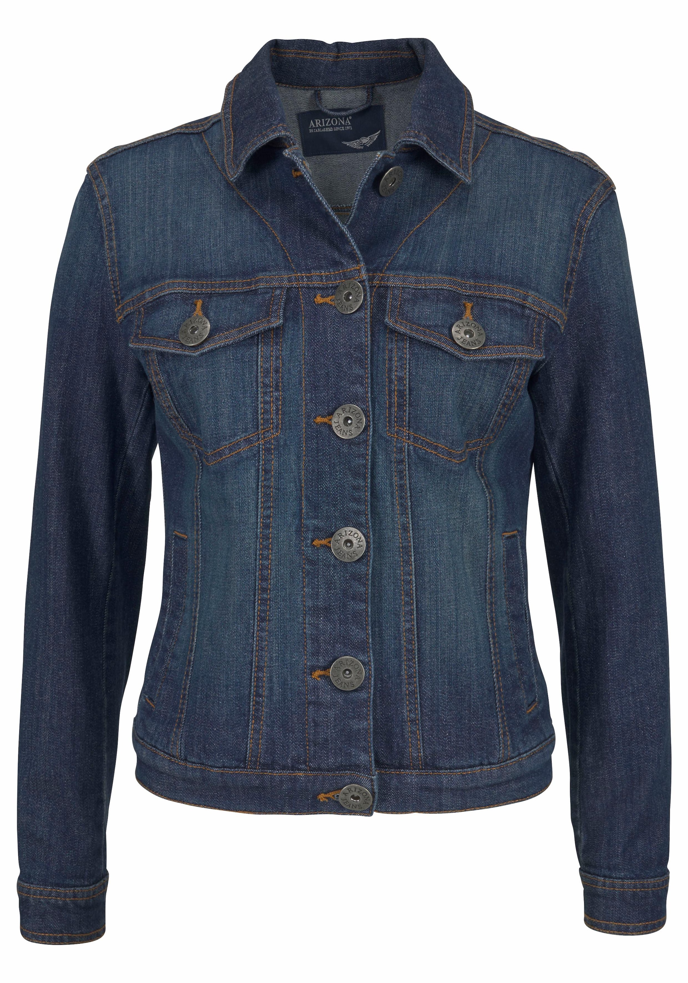 Arizona Jeansjacke aus Baumwollmischung,  figurbetont,  in Stretch-Qualität
