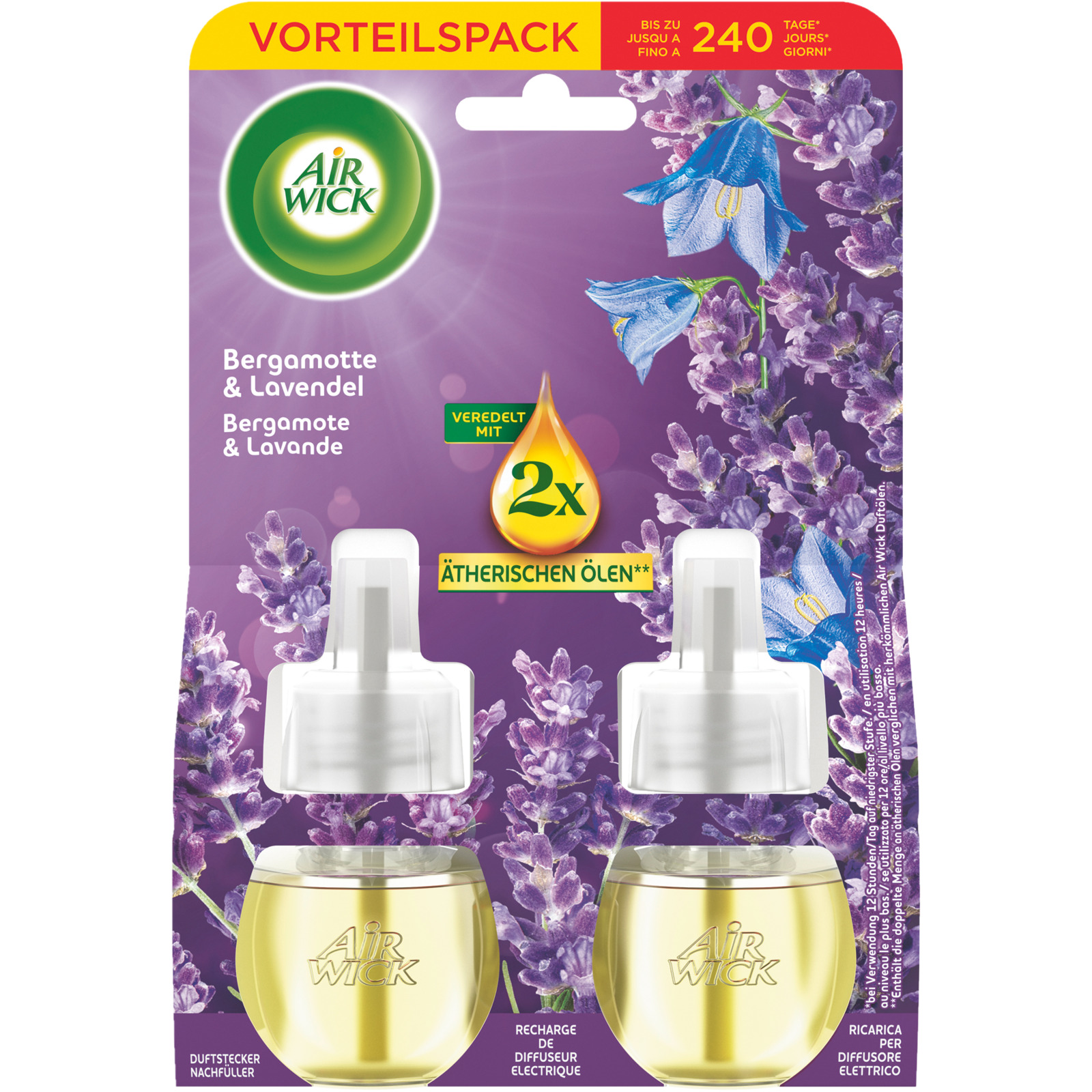 Airwick Nachfüller für Duftstecker Bergamotte + Lavendel 2 x 19 ml