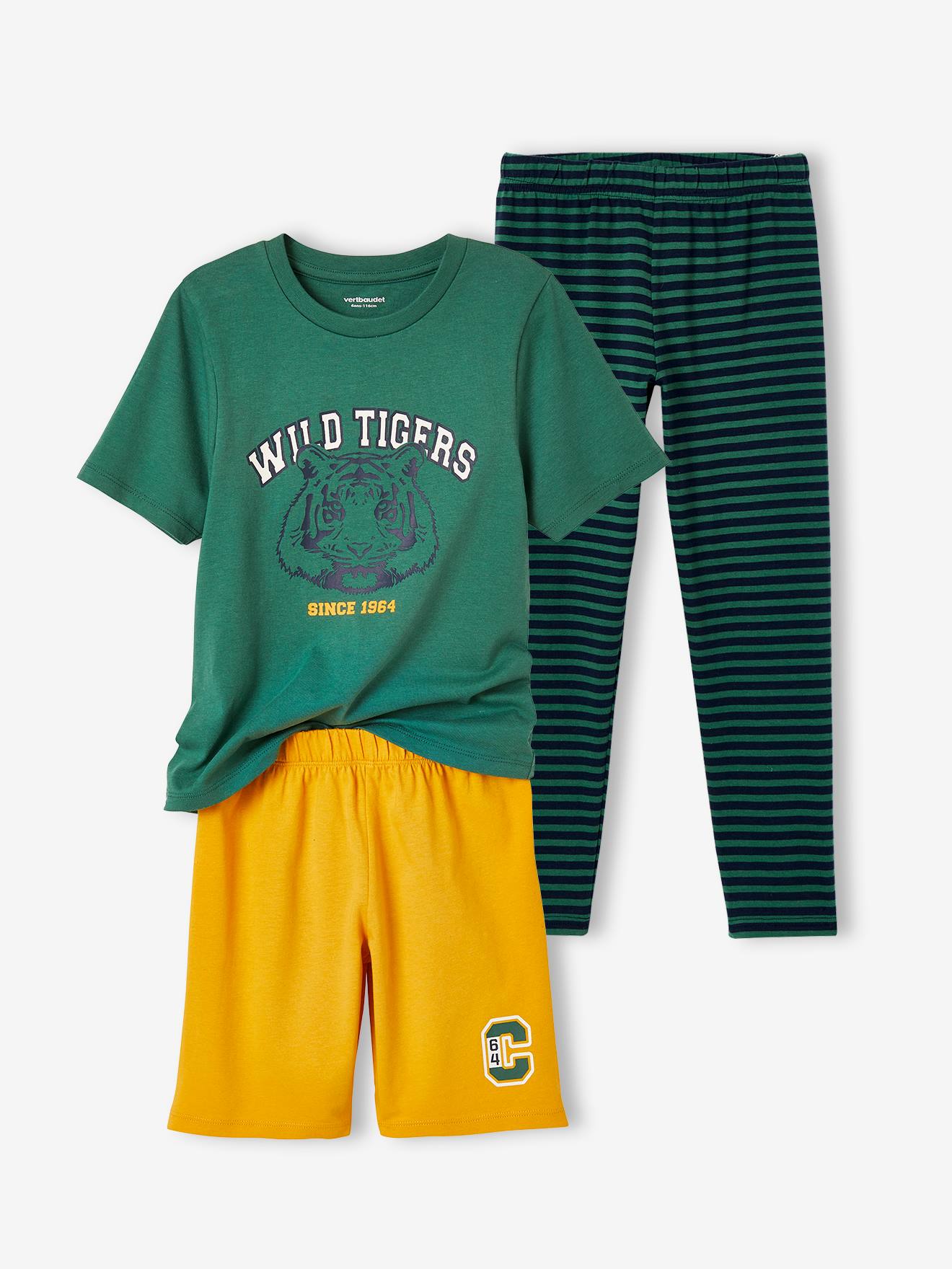 Pijama de três peças verde 