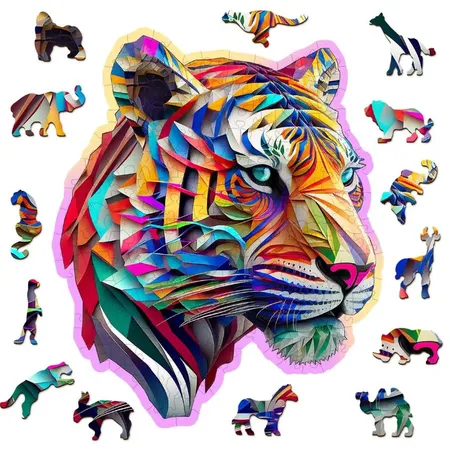 Wooden City Bunter Tiger Holzpuzzle, 150 Teile