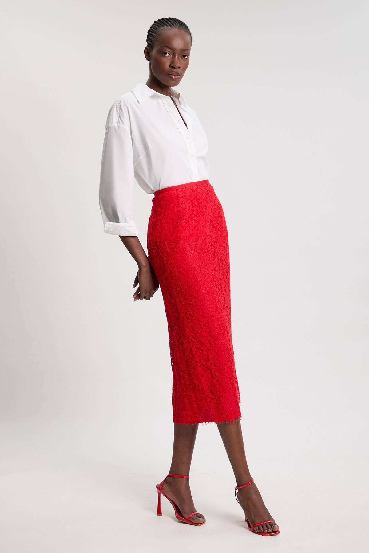 KarenMillen Jupe Midi En Dentelle Tissée