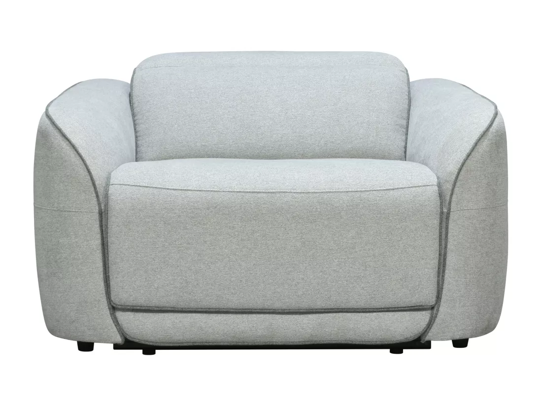 Canapé 3 places et fauteuil relax électrique en tissu chiné gris clair OZARTO