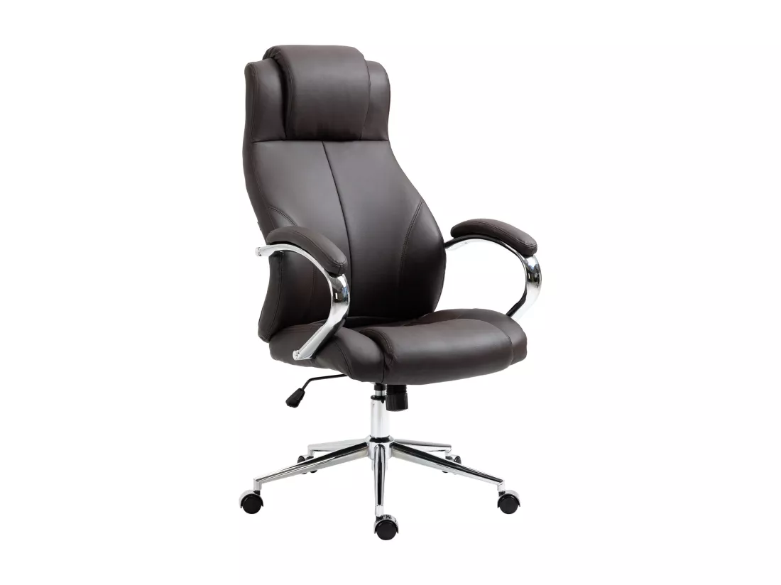Chaise de bureau - Véritable cuir & Noir - Marron - Salford