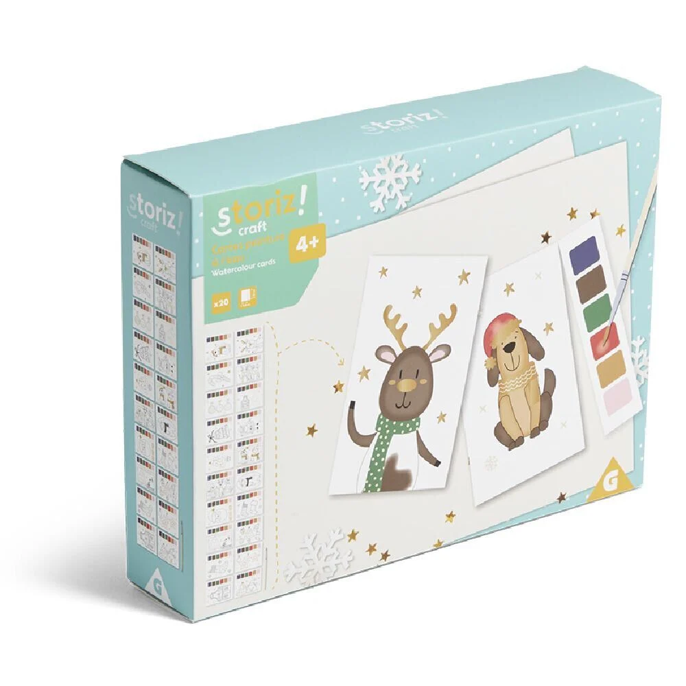 Carte de Noël x20 avec peinture à l'eau