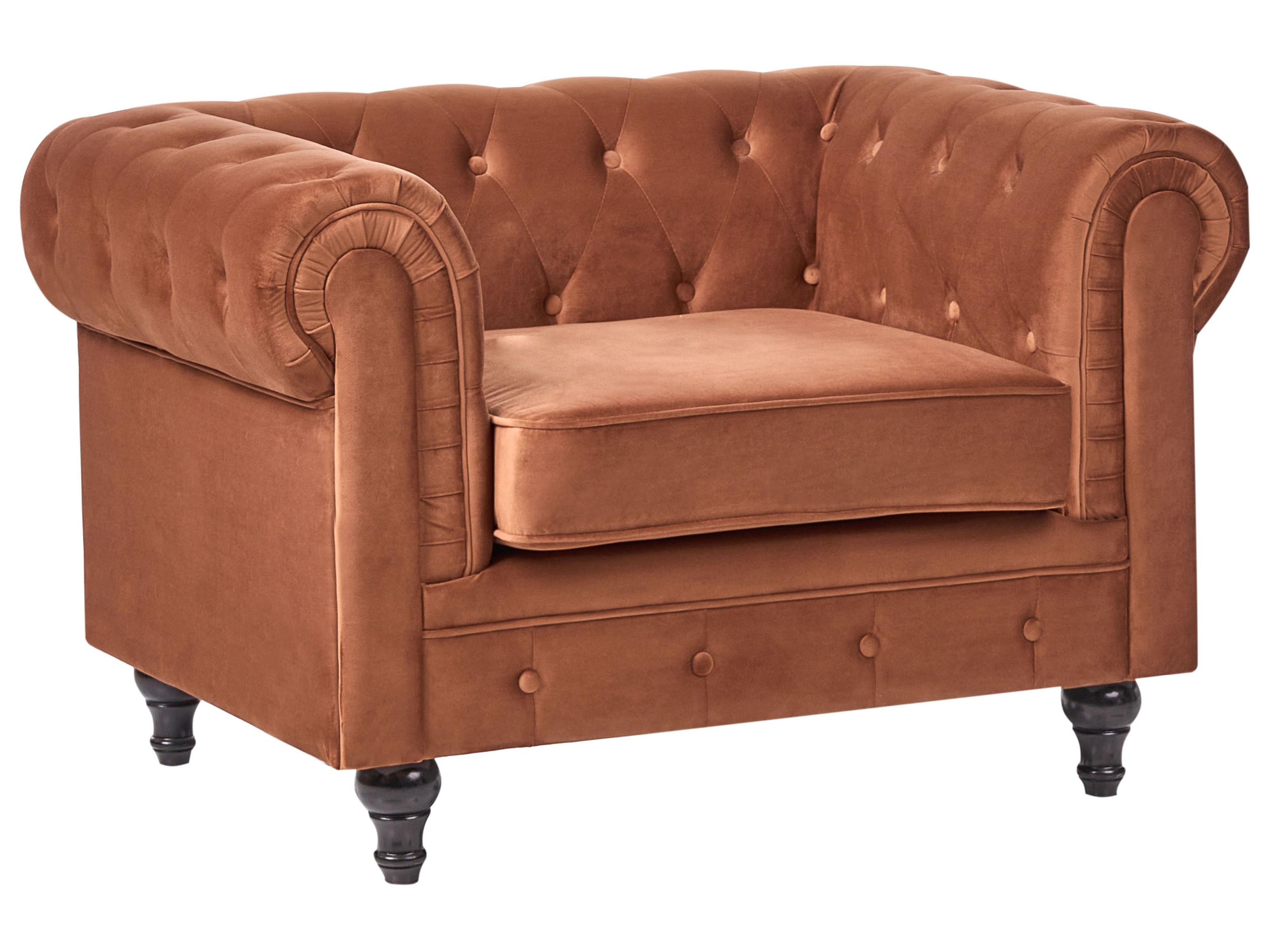 Bankenset 4-zits CHESTERFIELD Fluweel Goudbruin