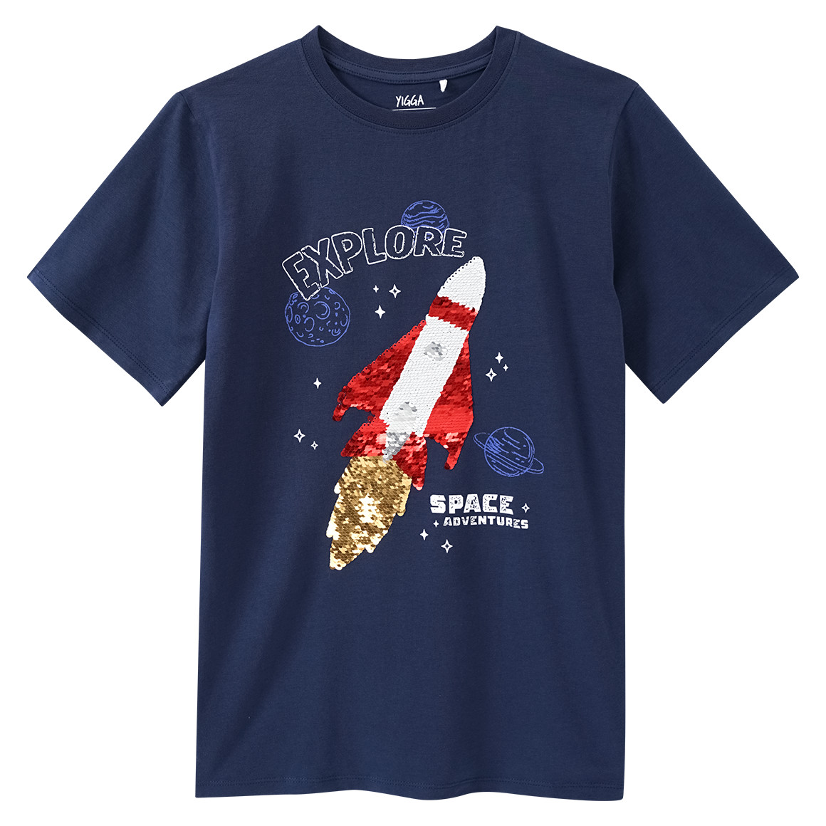 Yigga Jungen T-Shirt mit Wendepailletten dunkelblau