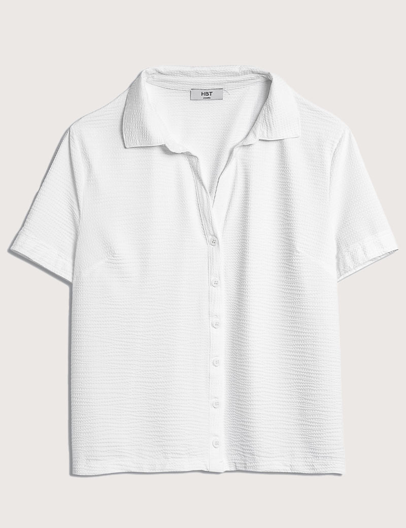 HBT WAFFLE  | LUNA CHEMISE MC BLANCHE FEMME