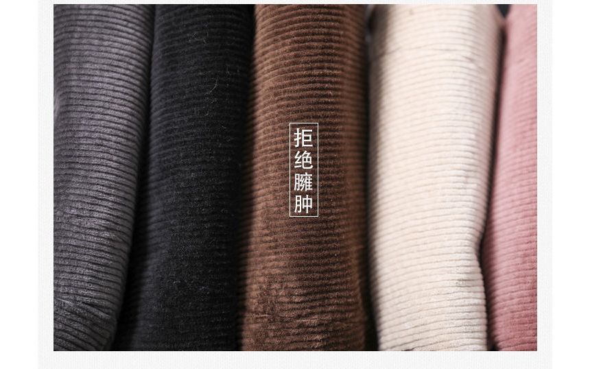 CRIBI - Corduroy taps toelopende broek met middelhoge taille