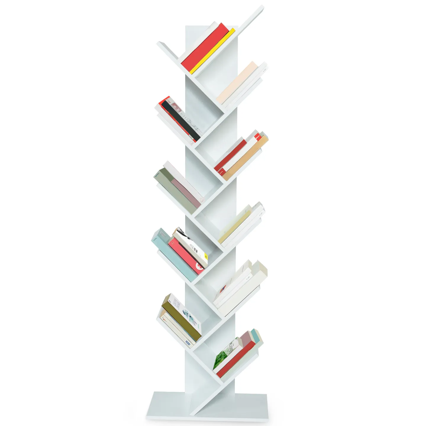 Etagère bibliothèque à livres TEA forme d'arbre 10 niveaux blanche