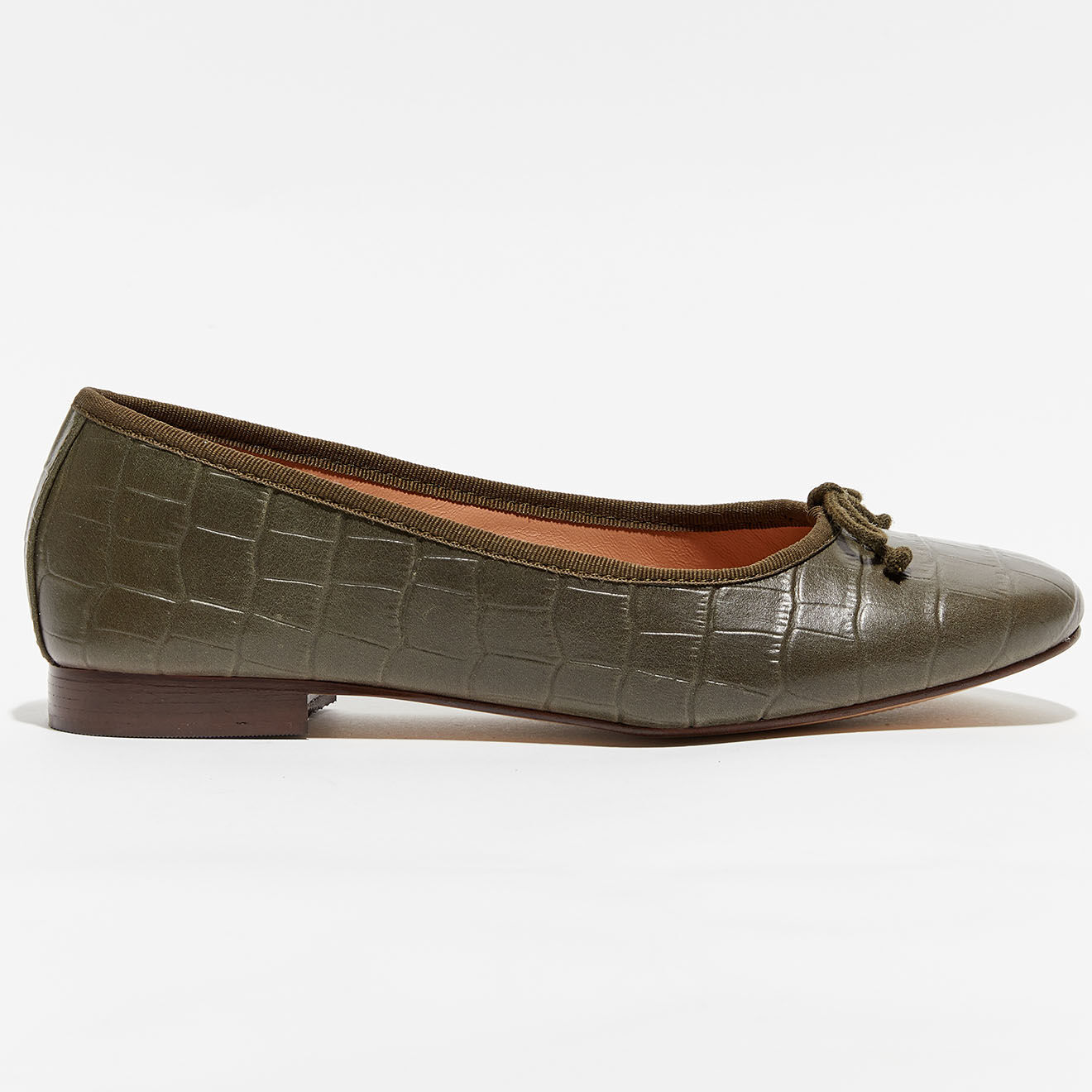 Quartier Latin Ballerines en Cuir croco Nicole kaki