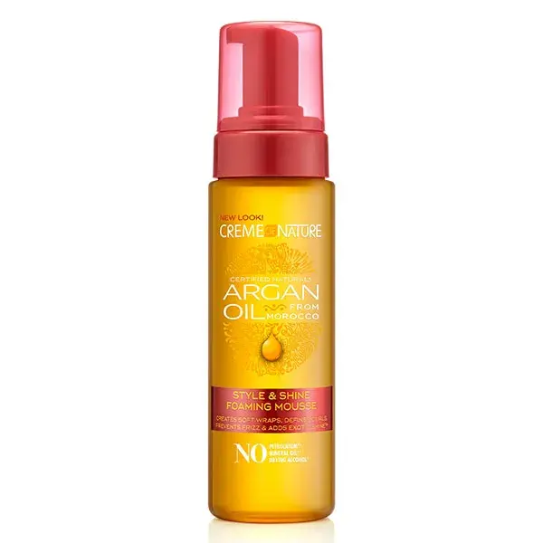Creme of Nature, Argan, Mousse Style and Shine sem sulfato, 207ml