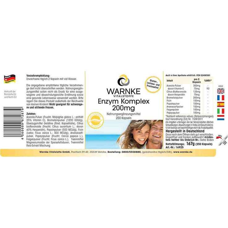 Enzym Komplex 200 mg Kapseln, 250 St