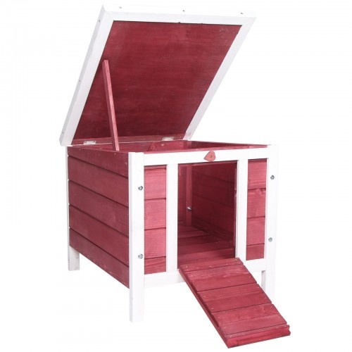 Gaiola de madeira para coelhos PawHut, vermelha