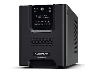 CyberPower Professional Series PR1000ELCD - UPS - AC 230 V - 900 Watt - 1000 VA - 12 At - RS-232, USB - output-stikforbindelser: 8