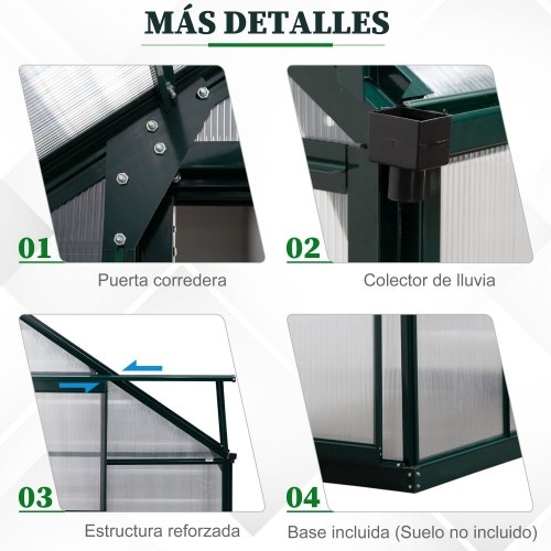 Estufa de policarbonato com telhado verde