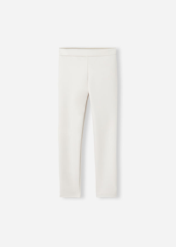 Calças legging térmicas com efeito de couro para meninas