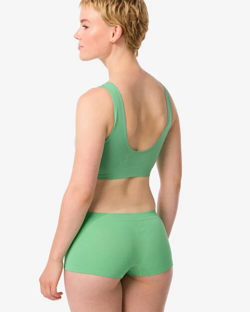 boxer femme sans couture côtelé vert