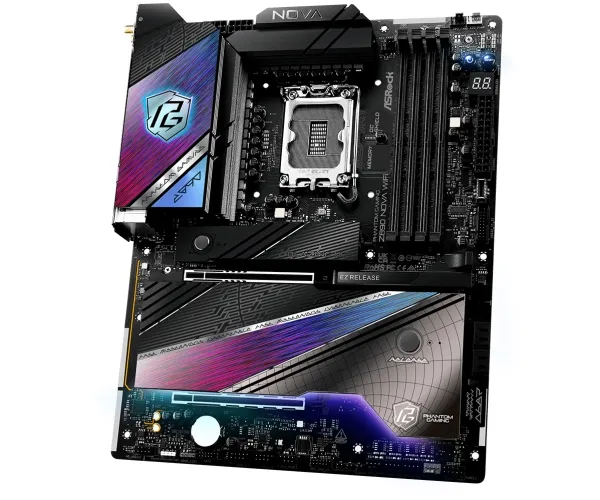 ASRock Phantom Gaming Z890 NOVA WIFI - Bundkort - ATX - LGA1851 sokkel - Z890 Chipset - USB4, USB-C 3.2 Gen 2x2, USB 3.2 Gen 2, USB 3.2 Gen 1 - 5 Gigabit Ethernet, Wi-Fi 7, Bluetooth - onboard grafik (CPU påkrævet) - HD Audio (8-kanaler)