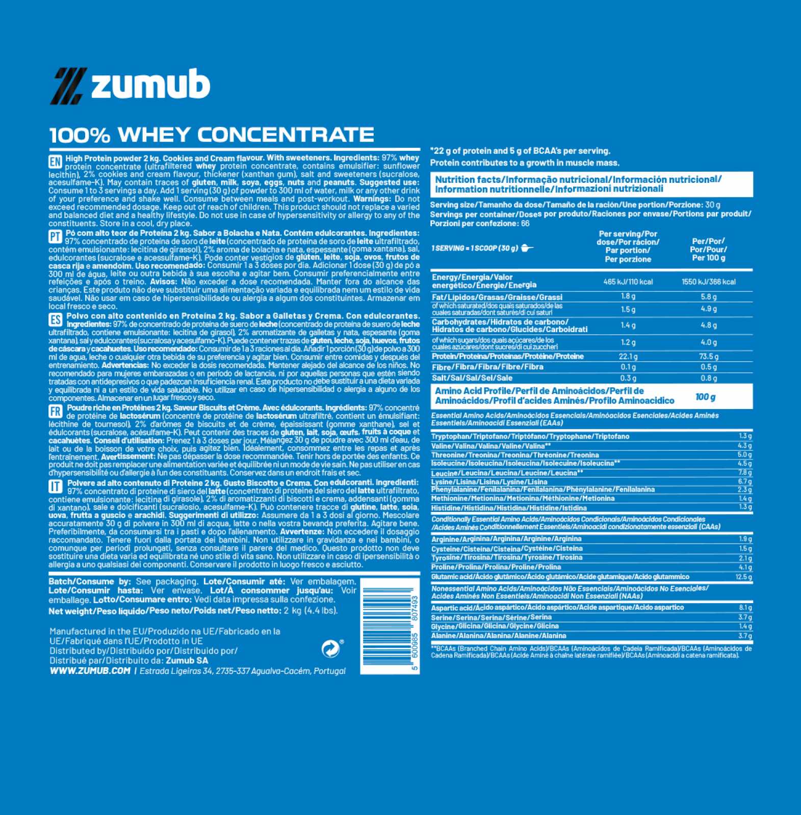 Zumub Concentrado de Soro de Leite 100% Puro 30g