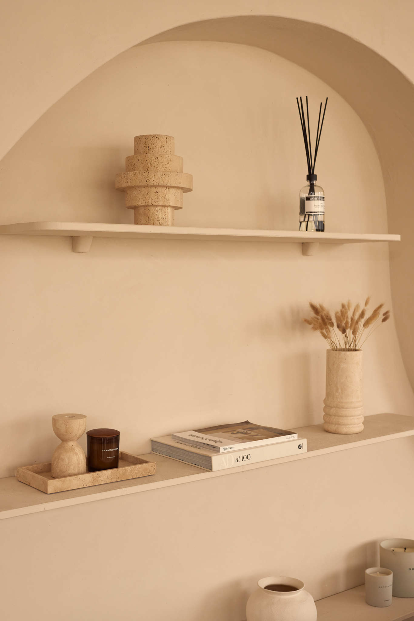 Travertine dienblad met rand 15x30cm tray