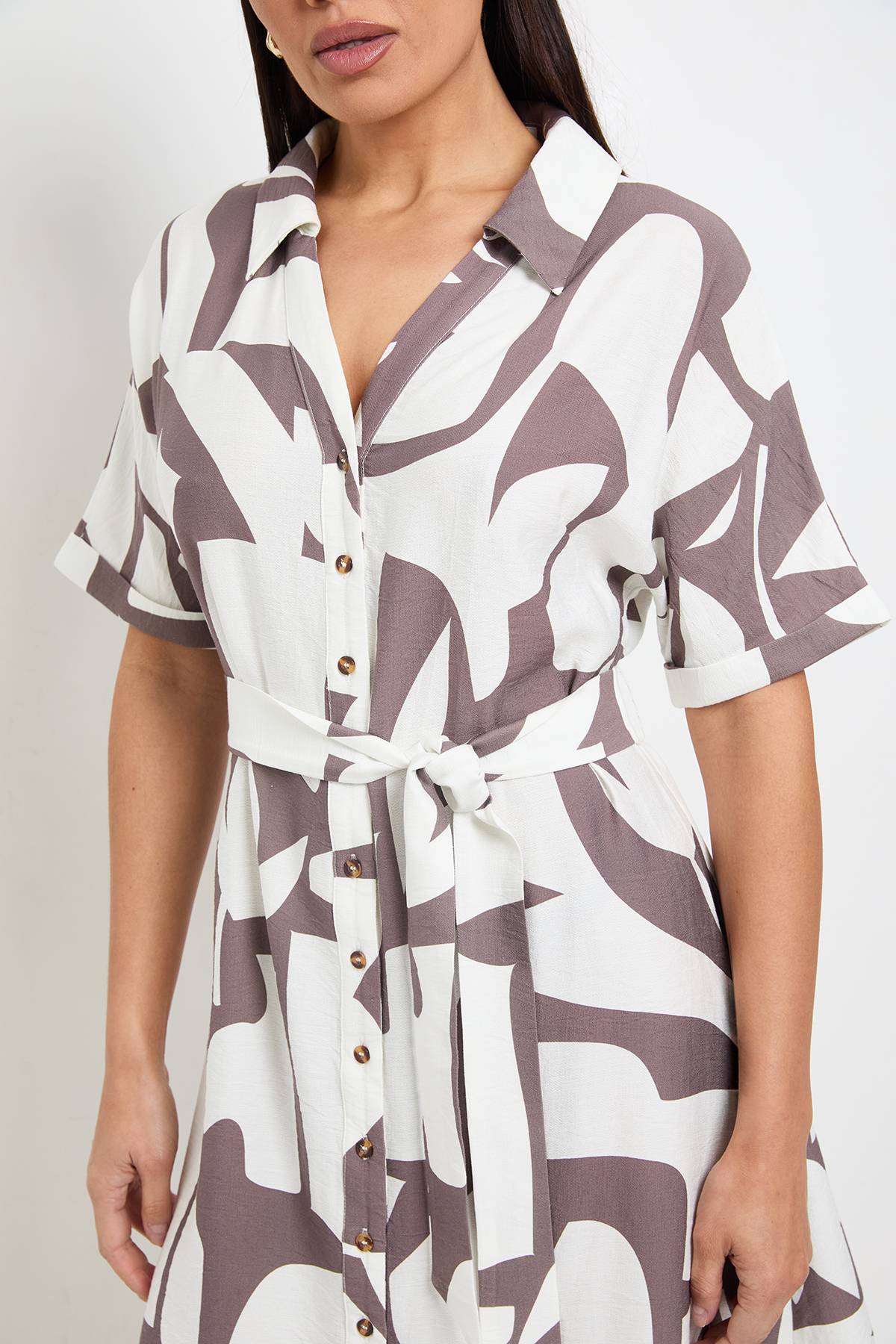 Wallis Robe Chemise À Col Imprimé Abstrait D'été