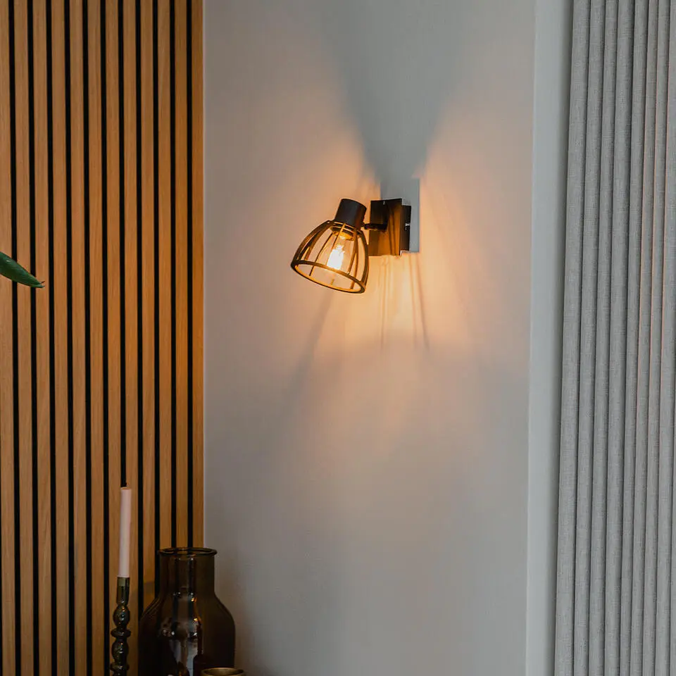 Qazqa wandlampen fotu zwart e27