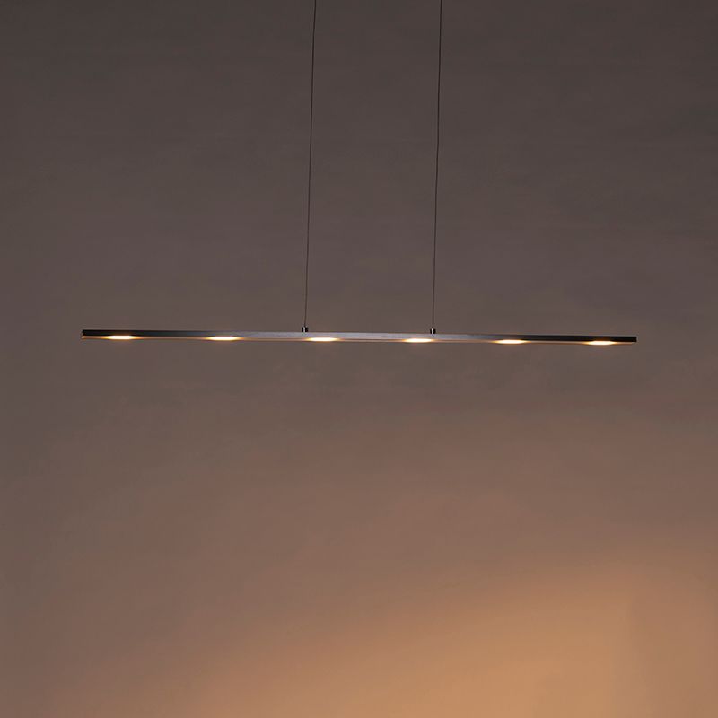 Design hanglamp staal met touch-dimmer incl. LED - Platina